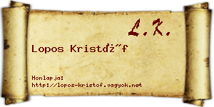 Lopos Kristóf névjegykártya
